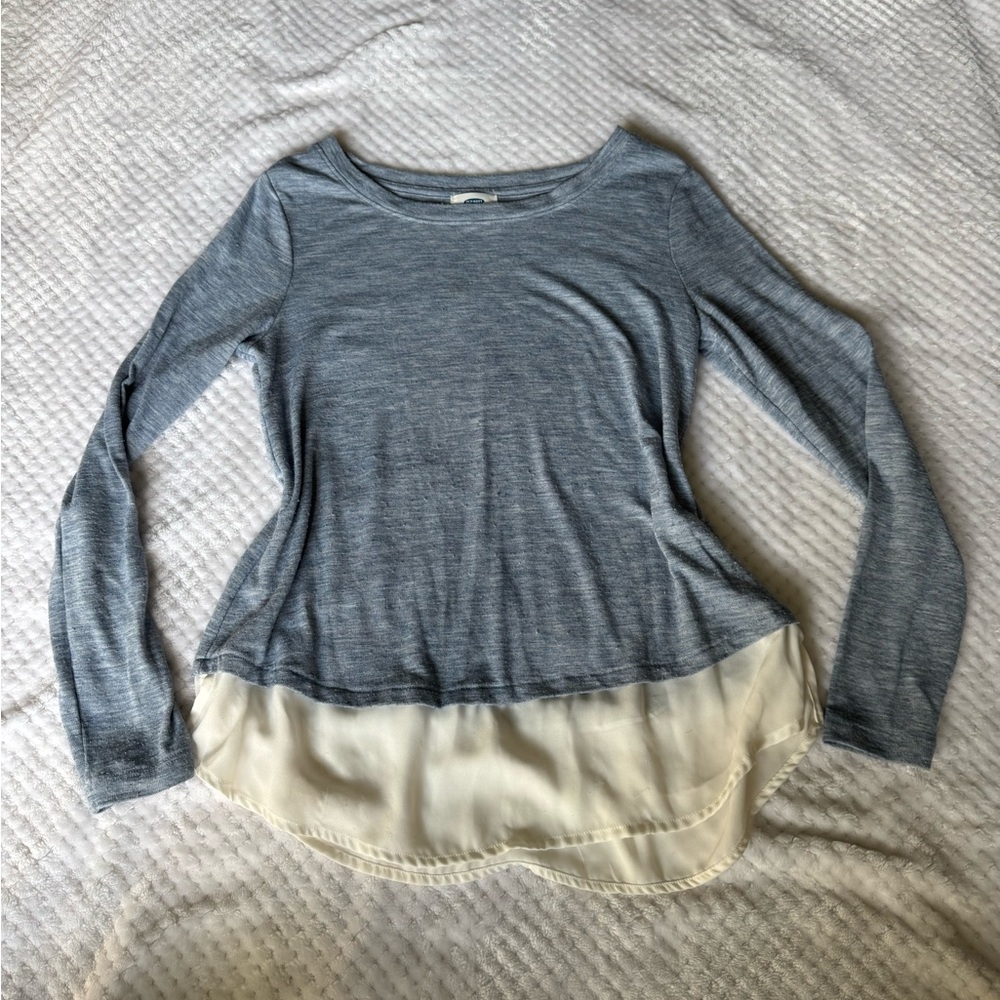 Old Navy Blue and Cream Layered Blouse